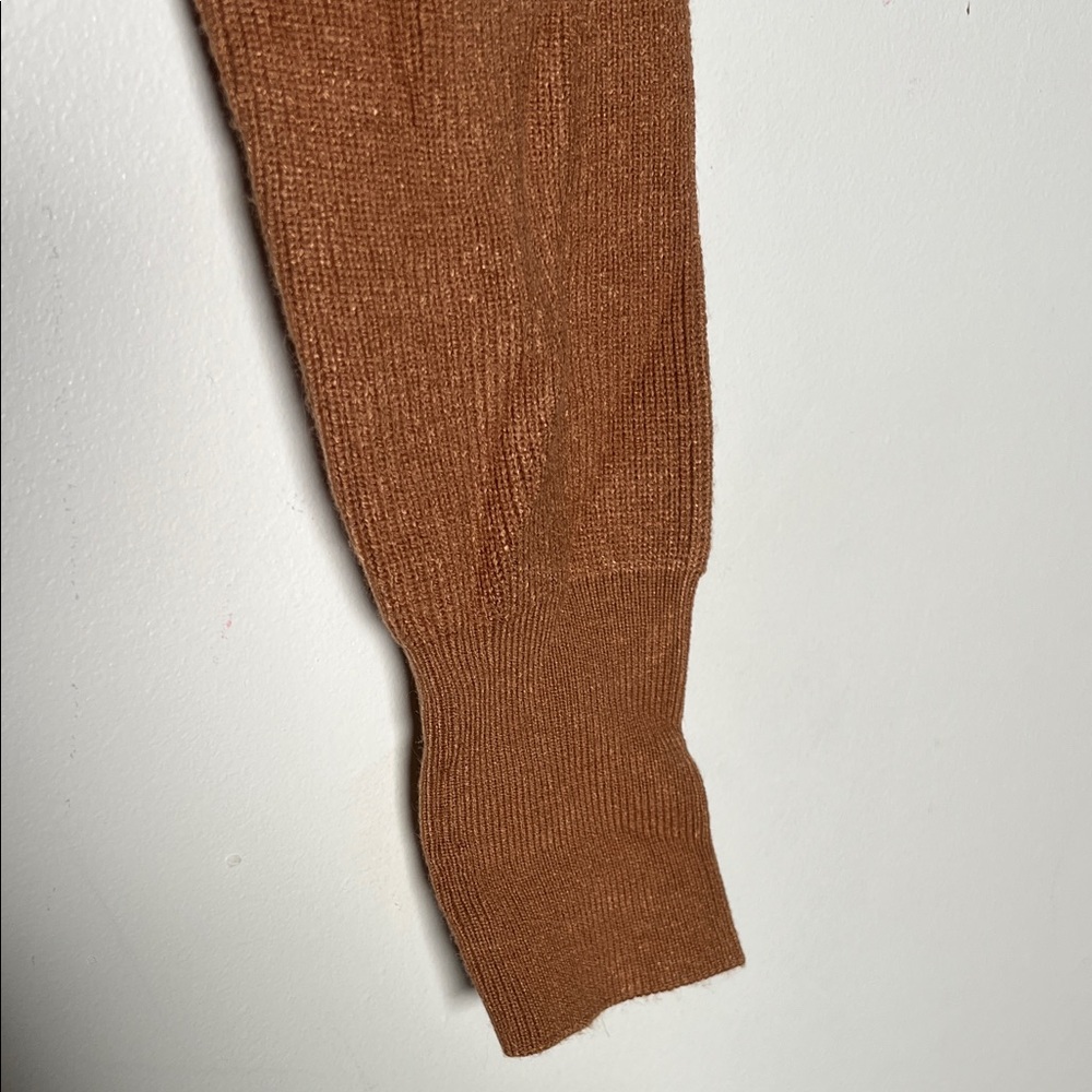 Zara Rust Brown Knit Top with Cream Ruffle Collar - Picture 5 of 7